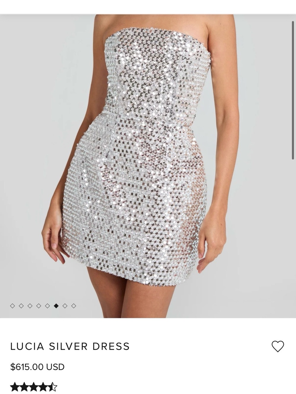 Lucia Silver Strapless Sequin Mini Dress